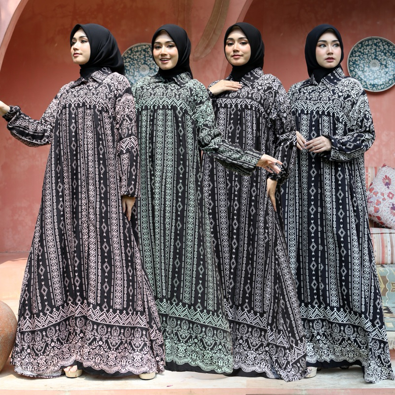 Gamis motif rayon viscose premium dress rayon premium