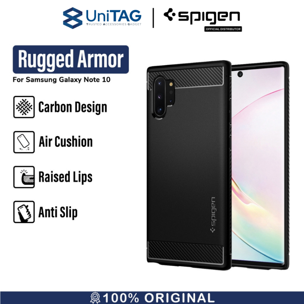 Case Galaxy Note 10 / Lite / 10 Plus Spigen Rugged Armor Carbon Casing by UniTAG
