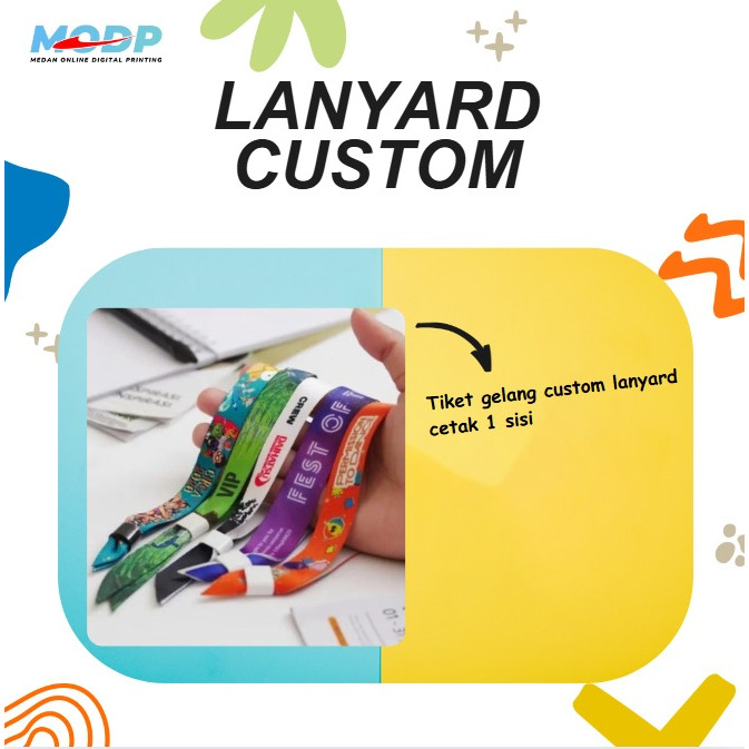 Gelang Ticket Lanyard Custom Event Konser Party - Wristband Ticket Cetak 1 Sisi Lock Ring