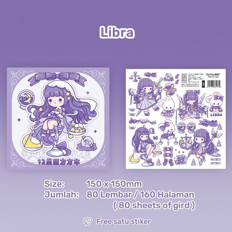 

Buku diary mini kartun Free Stiker Notebook karakter star sign Buku catatan lucu unik agenda jurnal Scrapbook Hadiah kado kreatif