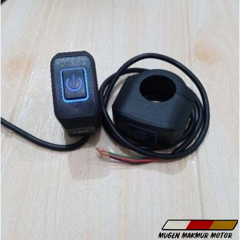 SAKLAR/HOLDER ON/OFF CEKAK STANG PLUS LED BIRU BUTTON UNIVERSAL MOTOR