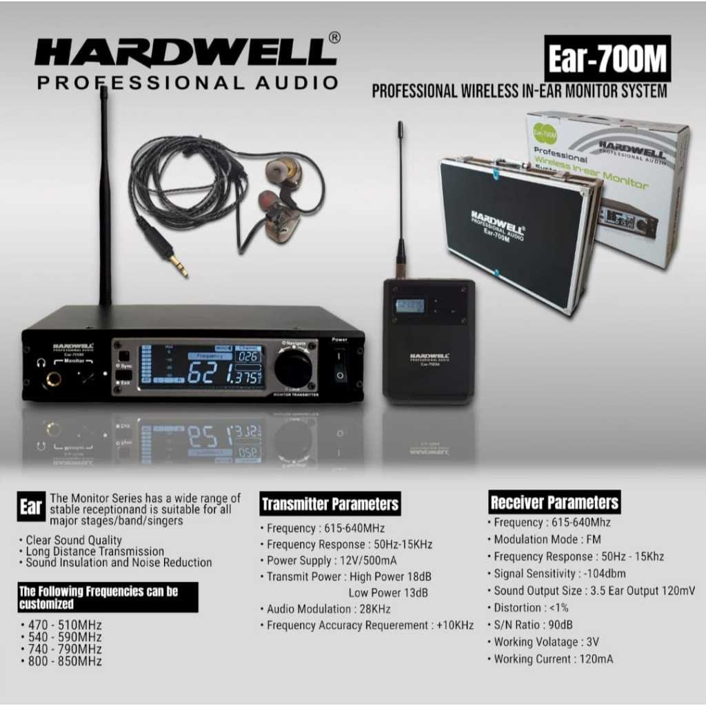 Ear Monitor Hardwell EAR 700M / EAR700M / EAR 700 M Original Free Hardcase / Nakamichi HQ-200 Dual D