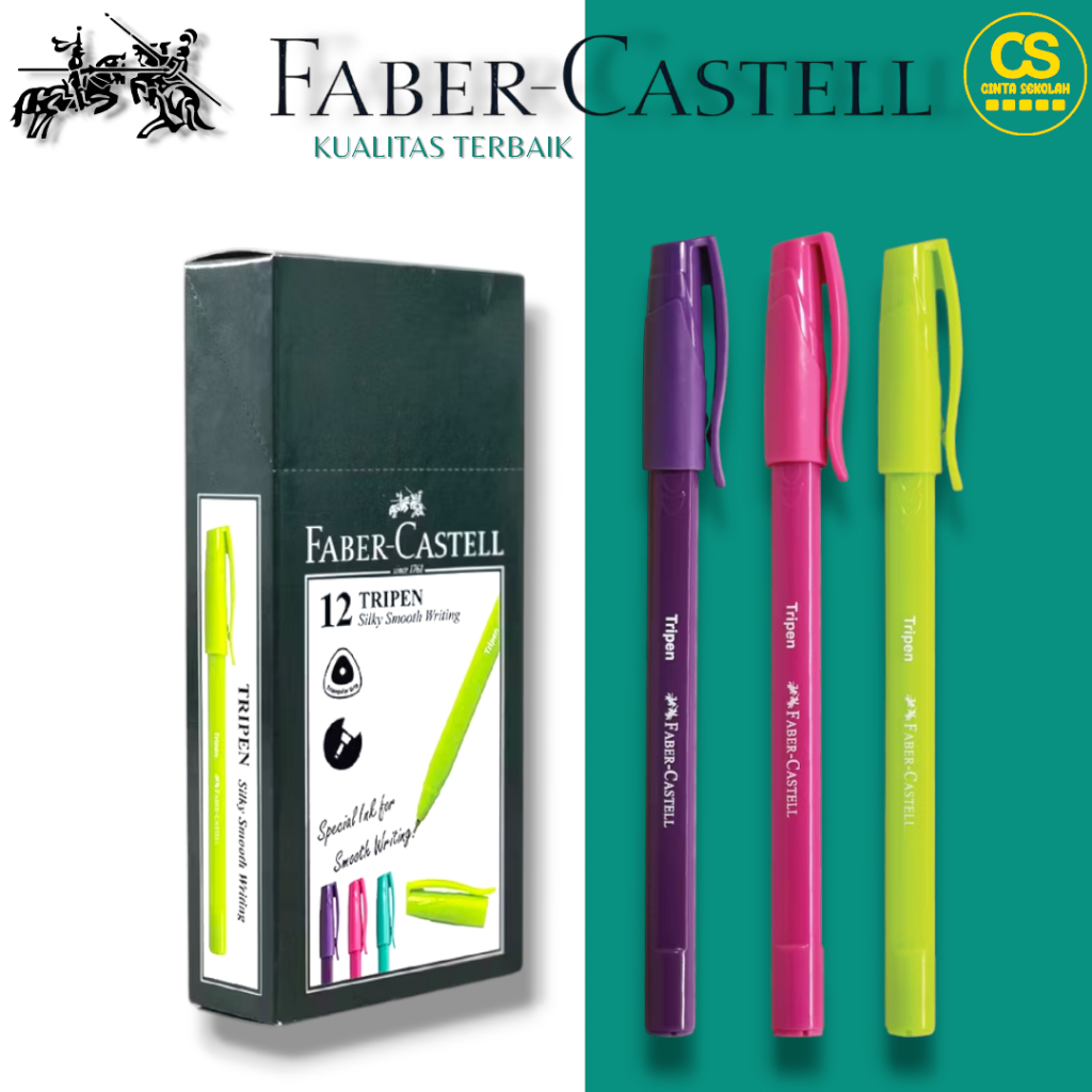 

Faber-Castell Ballpen Tripen Bold Black Ink Box 12 Free 2 pcs