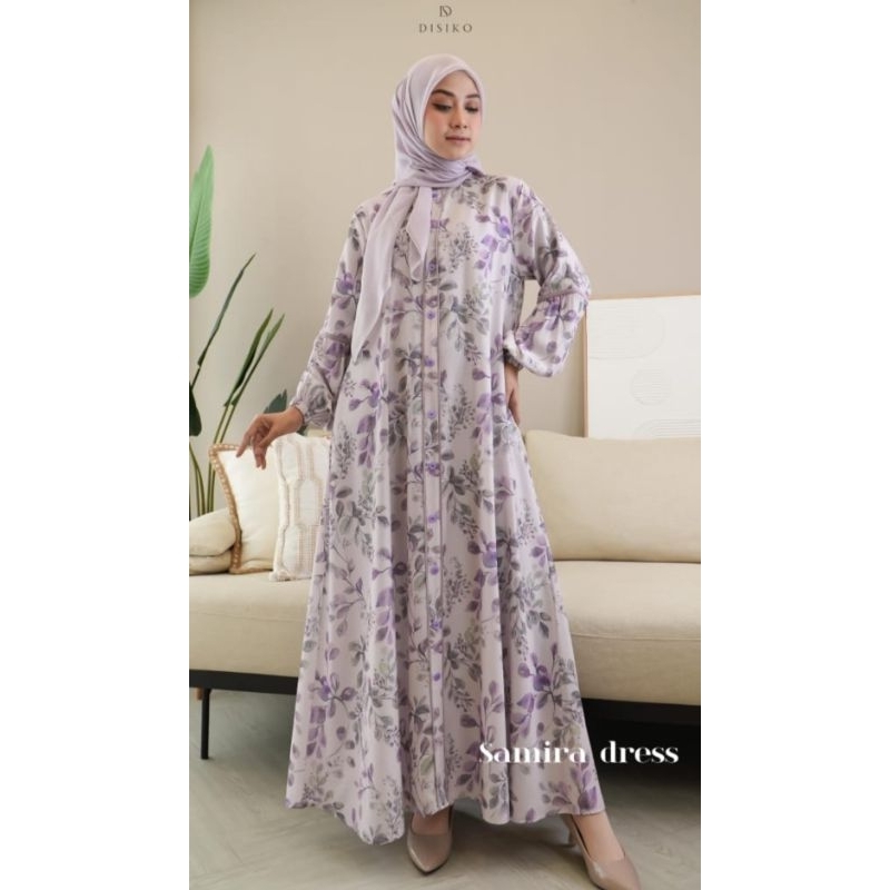 Samira dress ORI by disiko exclusive gamis Maxi wanita muslimah Bahan haniya Ukuran m L Xl LD 100 10