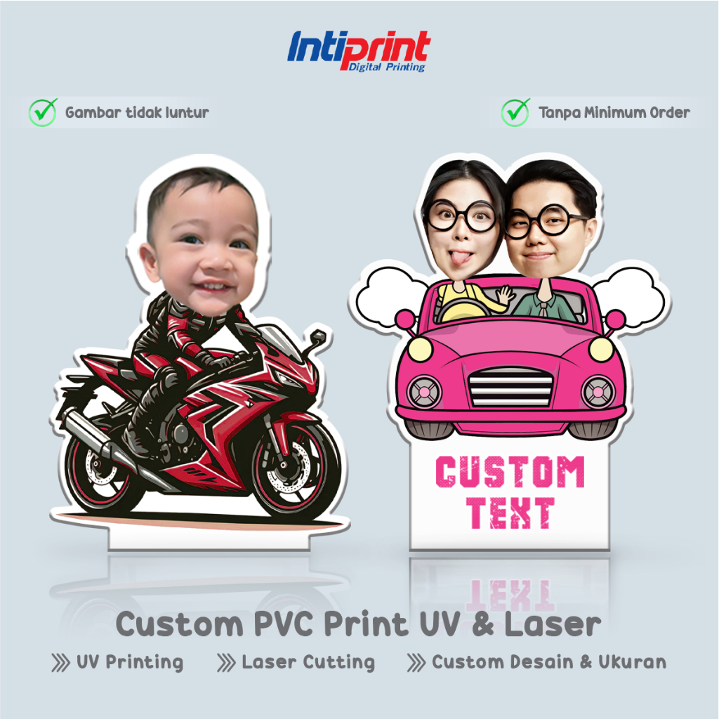 Cetak PVC Custom UV Printing & Laser Cutting / PVC Custom Desain & Bentuk