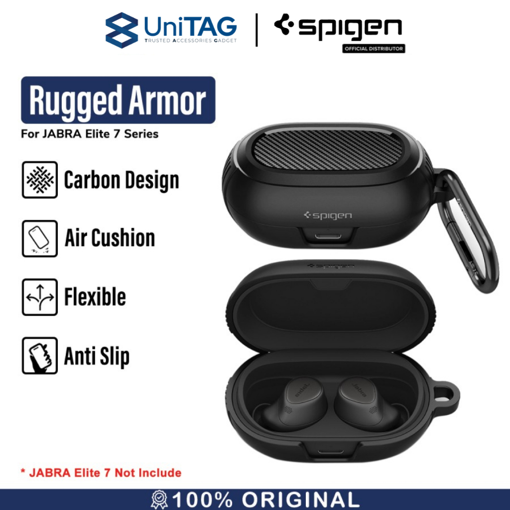 Case Jabra Elite 7 Pro/Active Spigen Rugged Armor TPU Carbon Casing by UniTAG