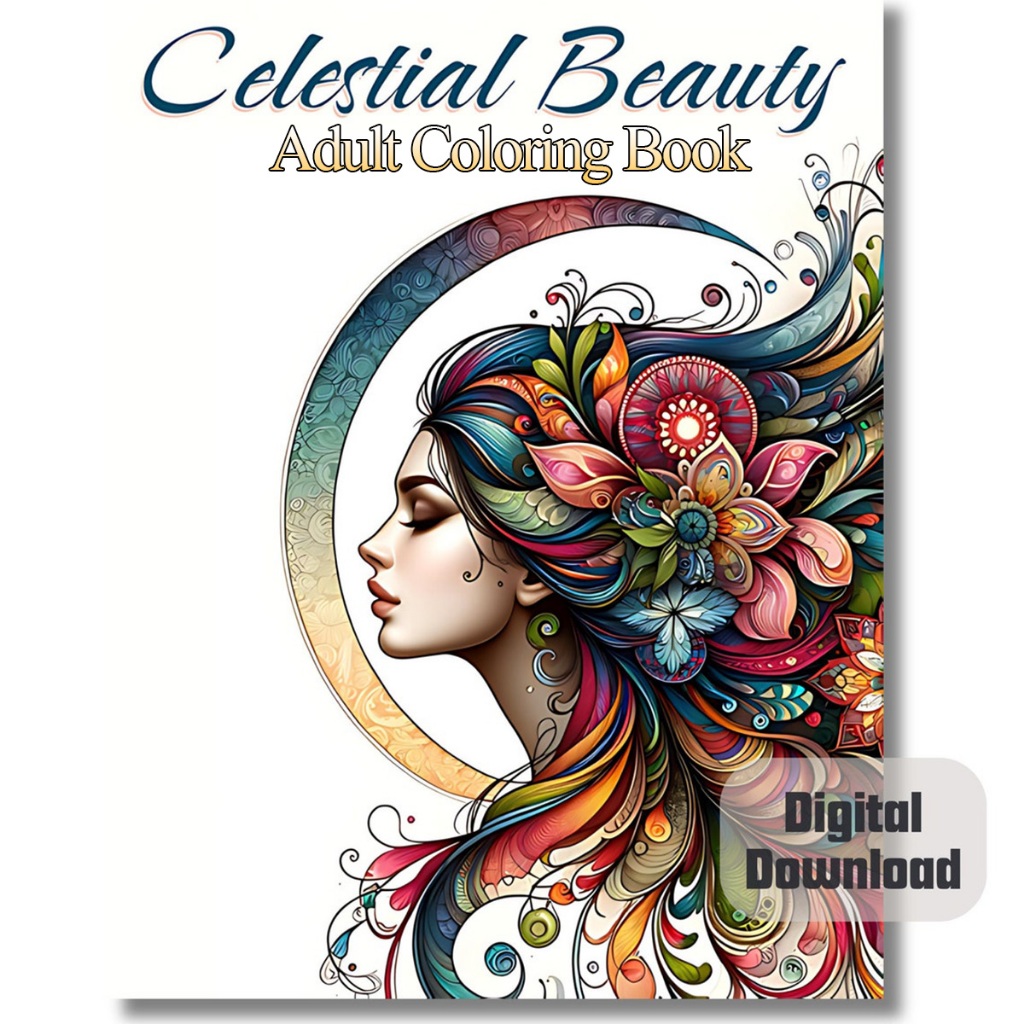 

32 Pages Buku Mewarnai Dewasa - Printable Adult Coloring Book - Digital Downloads - Floral Portraits