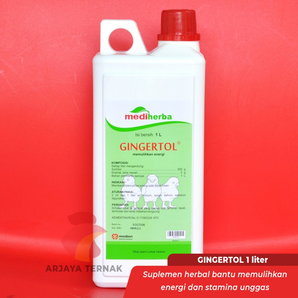 Gingertol 1 Liter Obat Suplemen Herbal Unggas Ayam Penguat Tenaga Stamina Jahe Merah Sorbitol