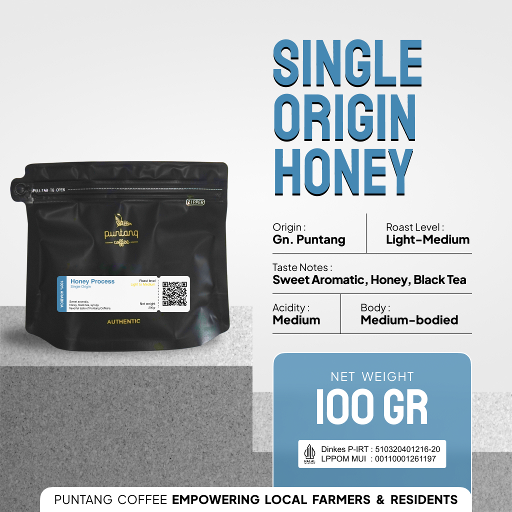 

Biji Kopi Bubuk Arabika Puntang Honey Single Origin Arabica Coffee Beans Manual Brew Coffe 100 gram