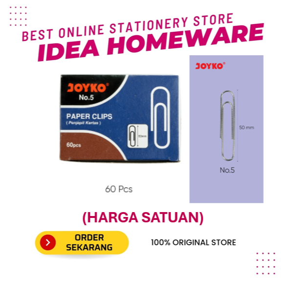 

Paper Clip Klip Penjepit Kertas Joyko Jumbo No.5