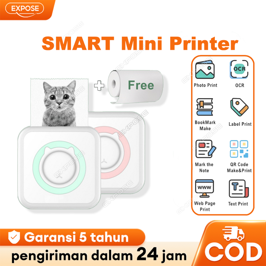 Bluetooth Mini Printer Portable Thermal Sticker Paper Phone Picture Printer Student