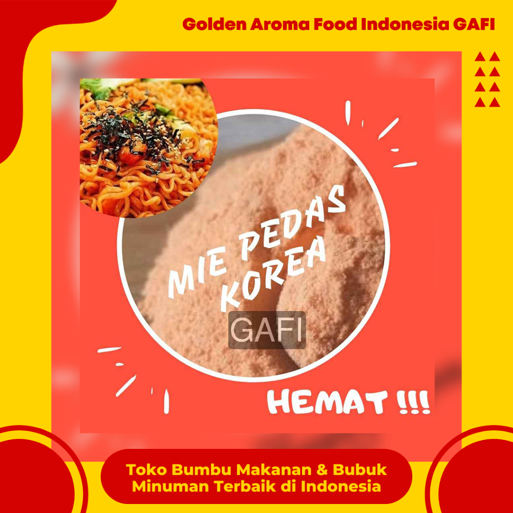 

GAFI Food Bumbu Tabur Rasa Mie Goreng Pedas Korea 1 Kg Enak Murah Lezat halal, Korean Spicy Fried Noodle Seasoning Powder 1Kg