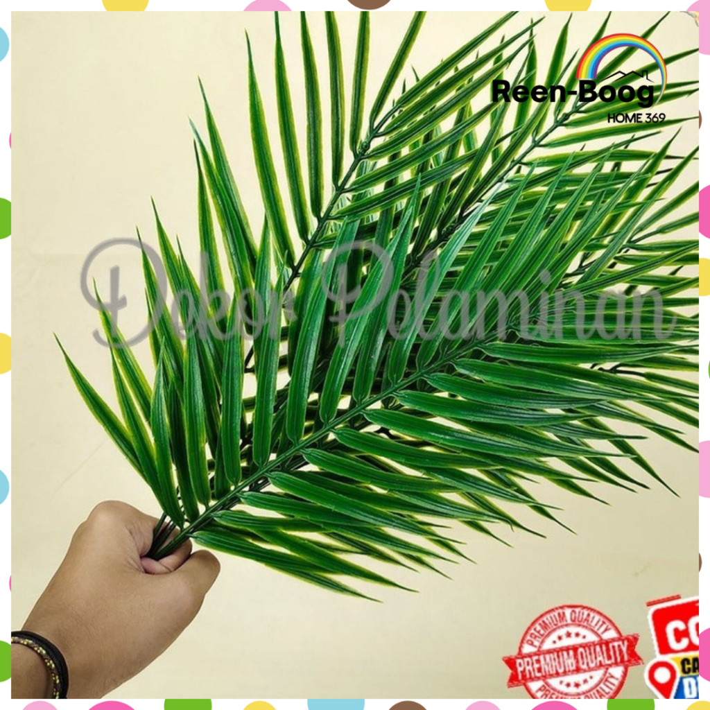 [1PCS] DAUN PALM DURI PILLOW LEATHER FERN JARI-JARI PLASTIK PAKIS PALEM - HIASAN DEKORASI ARTIFICIAL