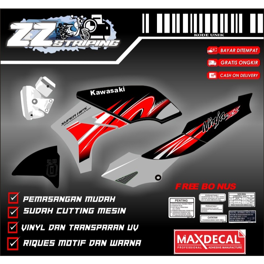 Stiker striping,kawasaki  ninja SS ninja motif KISS (bisa custom)