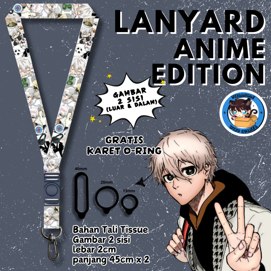 

Lanyard Panjang Anime 2 Sisi / Nagi Blue Lock / gantungan kunci layard keychain