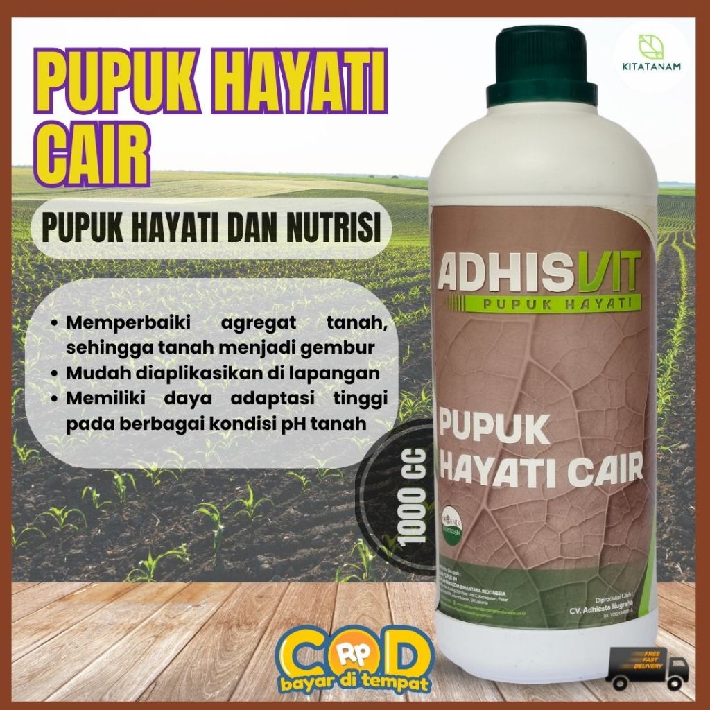 Adhis Vit pupuk hayati cair 100% alami original 1000 cc - Adhis Vit Pupuk Hayati Cair