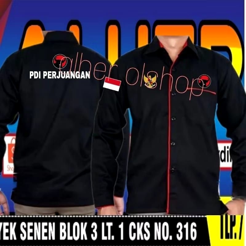 kemeja Partai PDI baju partai PDI seragam partai PDI Pdh partai PDI kemeja kerja partai PDI baju ker