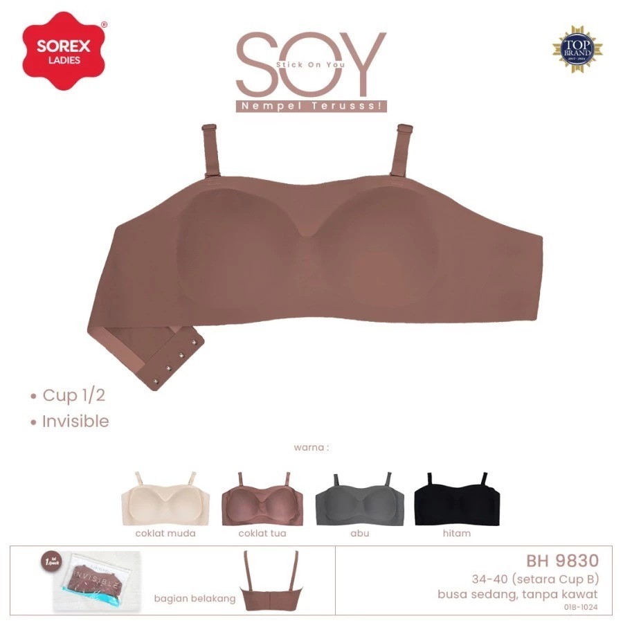 Bra invisible cup B STICK ON YOU busa copot tanpa kawat / CUP Setengah / Tanpa Kawat / Sorex 9830