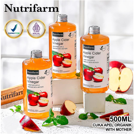 

CUKA APEL ORIGINAL ORGANIK 500 ML BUNDLE 3 PCS/APPLE CIDER VINEGAR WITH MOTHER