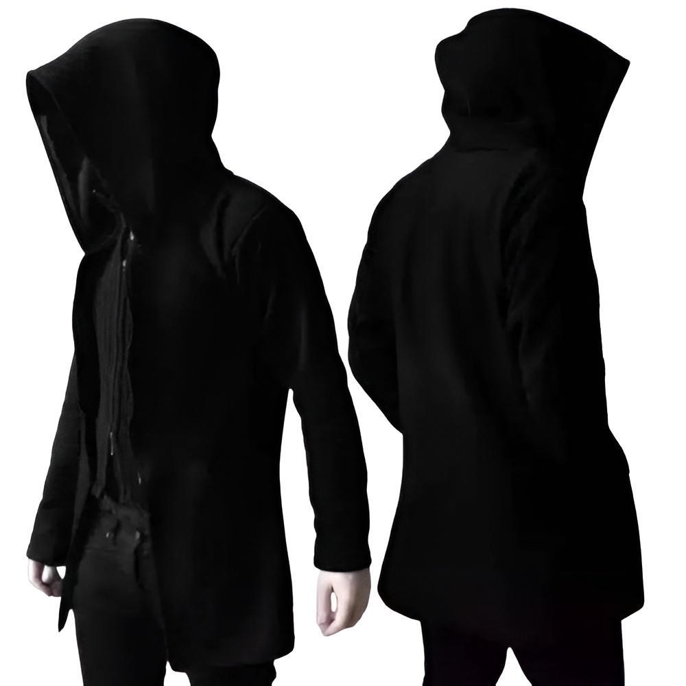 Jubah anime Jepang polos Black hoodie Jaket Jubah anime assasin's polos zipper