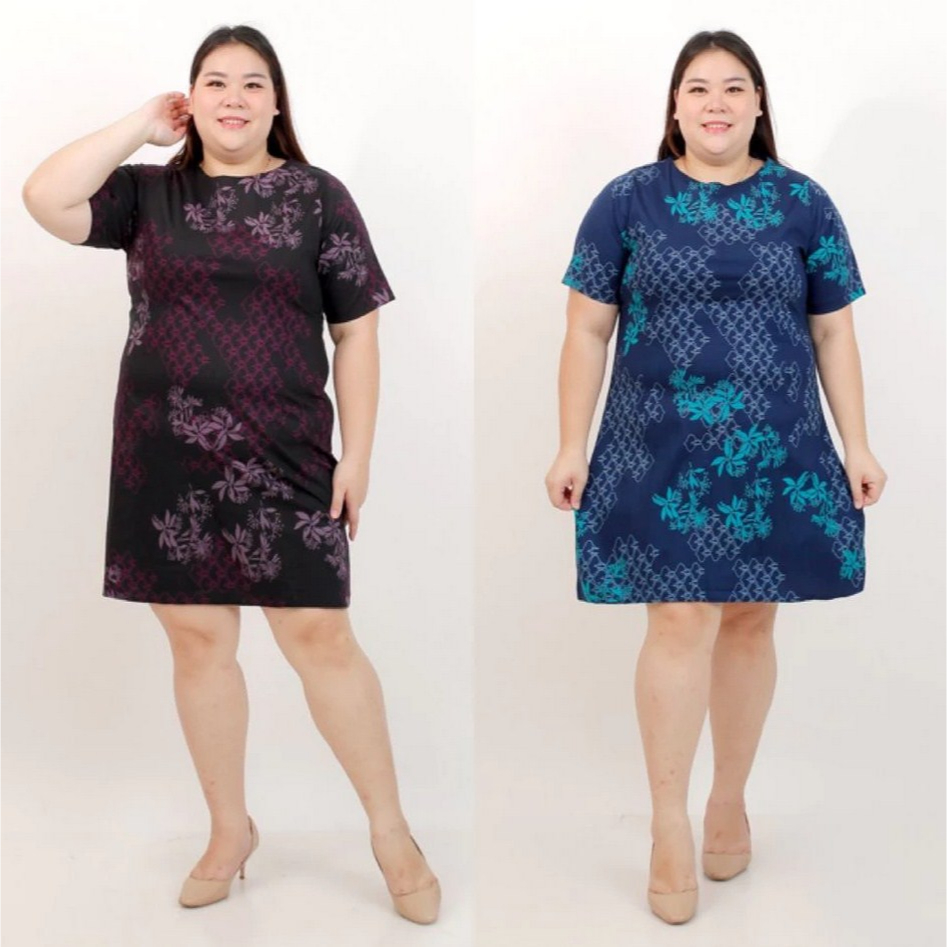 BAJU DRESS BATIK MODERN WANITA JUMBO BIG SIZE OVERSIZE PREMIUM XXL XXXL 038F LD 120 CM DRESS BATIK P