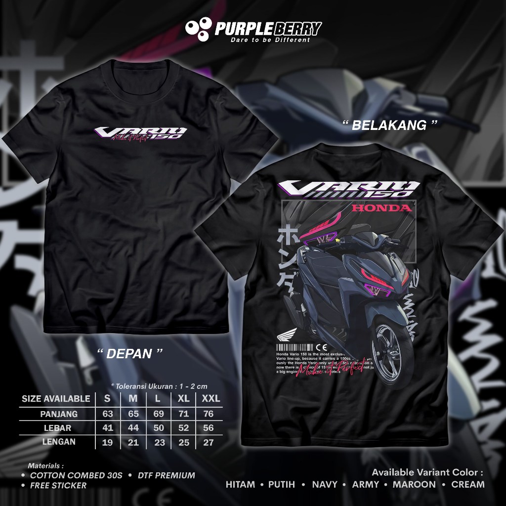 Kaos Honda Vario 150 Make It Perfect - Baju Distro Motor Racing Honda Gank Herex | Purple A1443