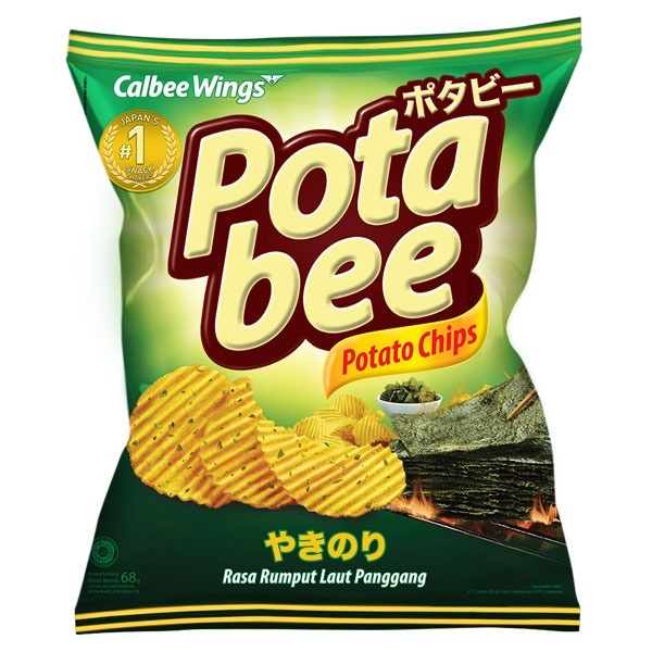 

Pota Bee Potato Chips Rasa Rumput Laut Panggang GRILLED SEAWEED Kripik Kentang - Netto 15gr