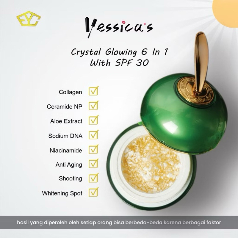 Yessica’s Paket Skincare – Crystal Cream 6in1 SPF30, Crystal Cream 5in1 & Goat Milk Moisturizer BPOM