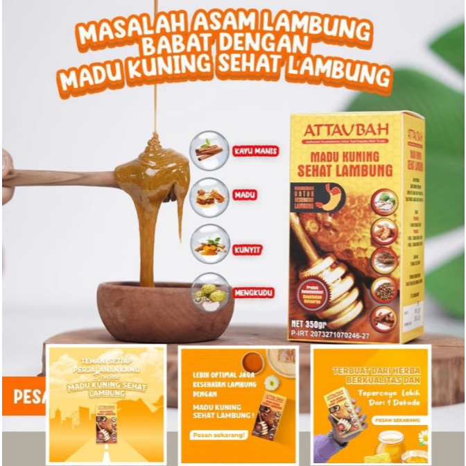 

Madu Kuning Attaubah 350gr | Madu Maag Obat Asam Lambung | Obat maag kronis ( Madu Spesial Maag )