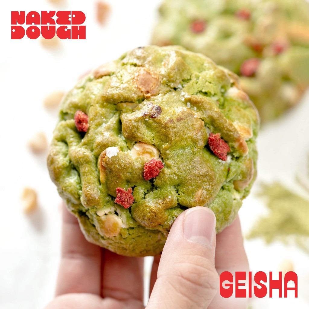 

Naked Dough - Geisha - Matcha Soft Chewy White Chocolate Cookie - Giant Series