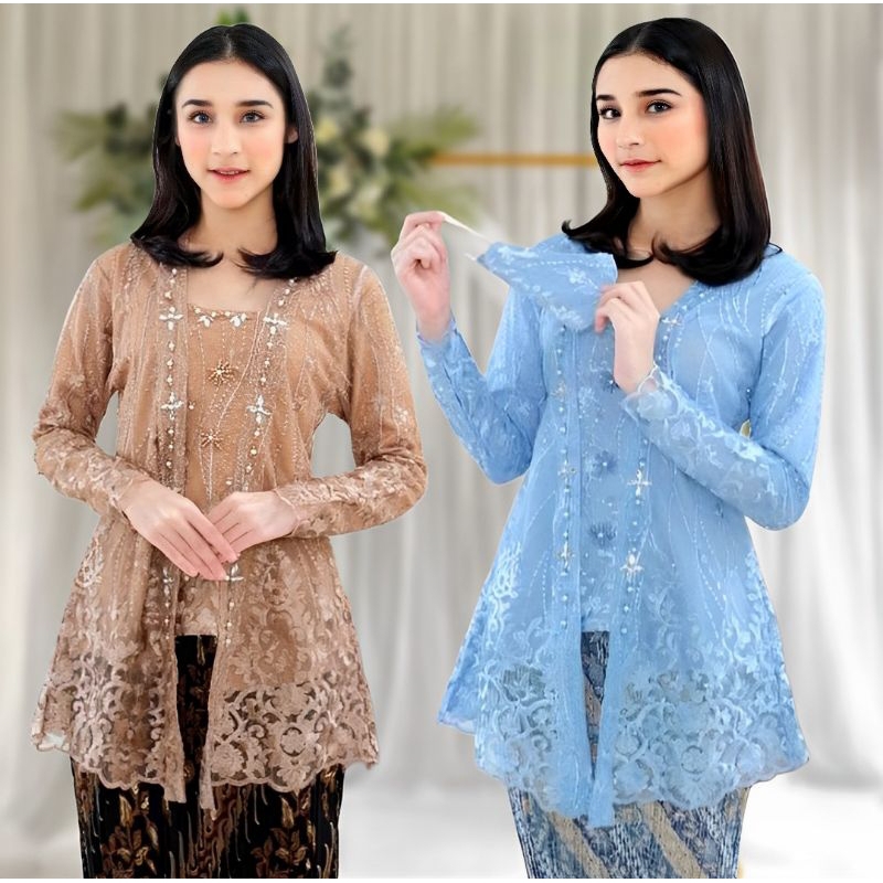 Kebaya Kutubaru Modern Atasan Kebaya Brokat Payet Baju Seragaman Wisuda