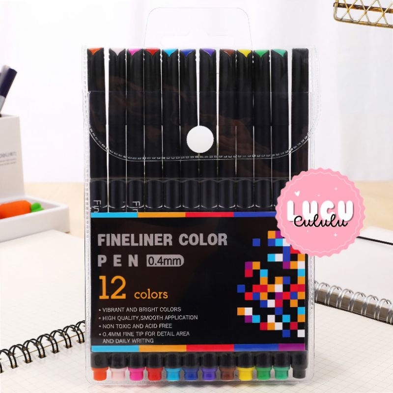 

Tlevino Pena Warna Drawing Pen Fine Point Art Watercolor 0.4mm 12 Color - Hadiah Lucu