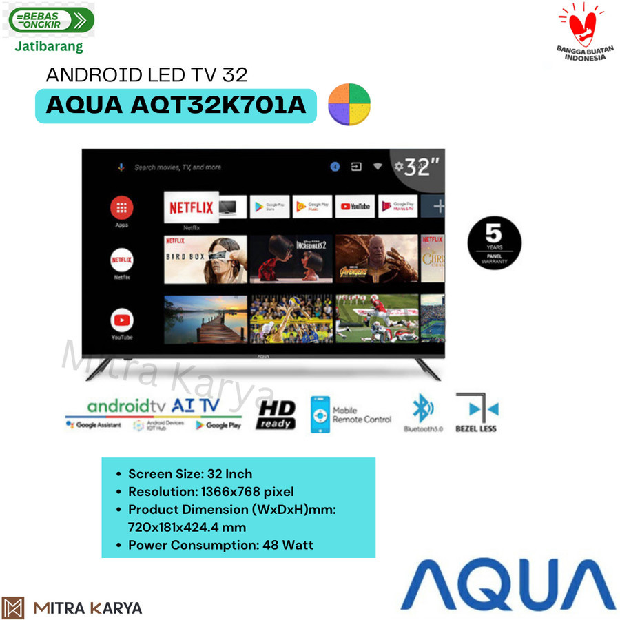 SMART ANDROID TV LED TV AQUA LE32AQT32K701A JAPAN 32 INCH TV 32"