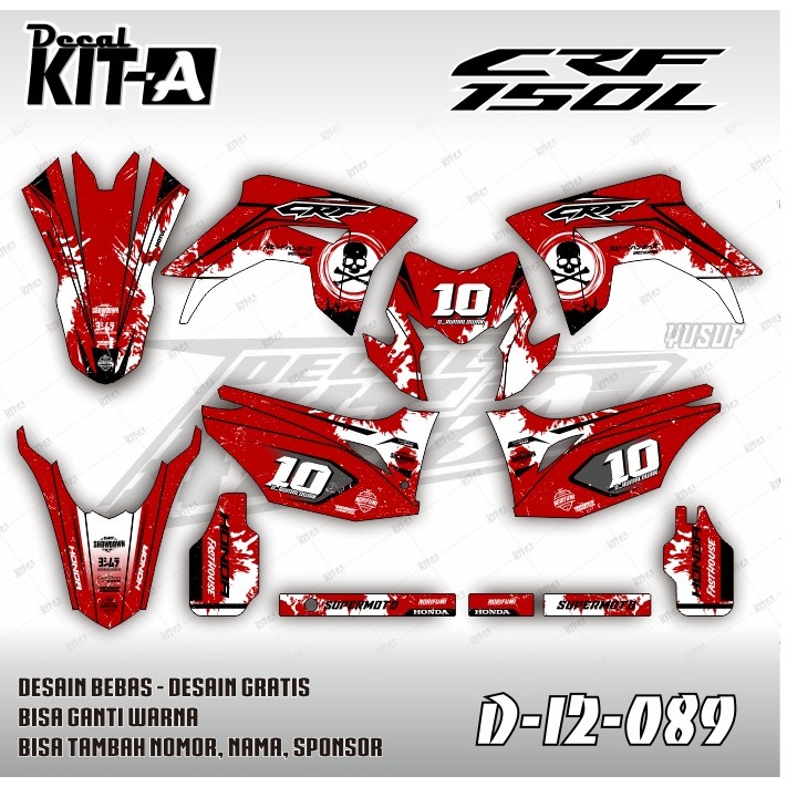 Decal Sticker - Stiker Dekal Honda CRF 150 L Hitam biru abu