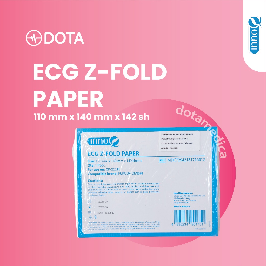 

Kertas EKG / Thermal Paper / ECG Z Fold Paper 110mm x 140mm x 142sh [INNOQ]