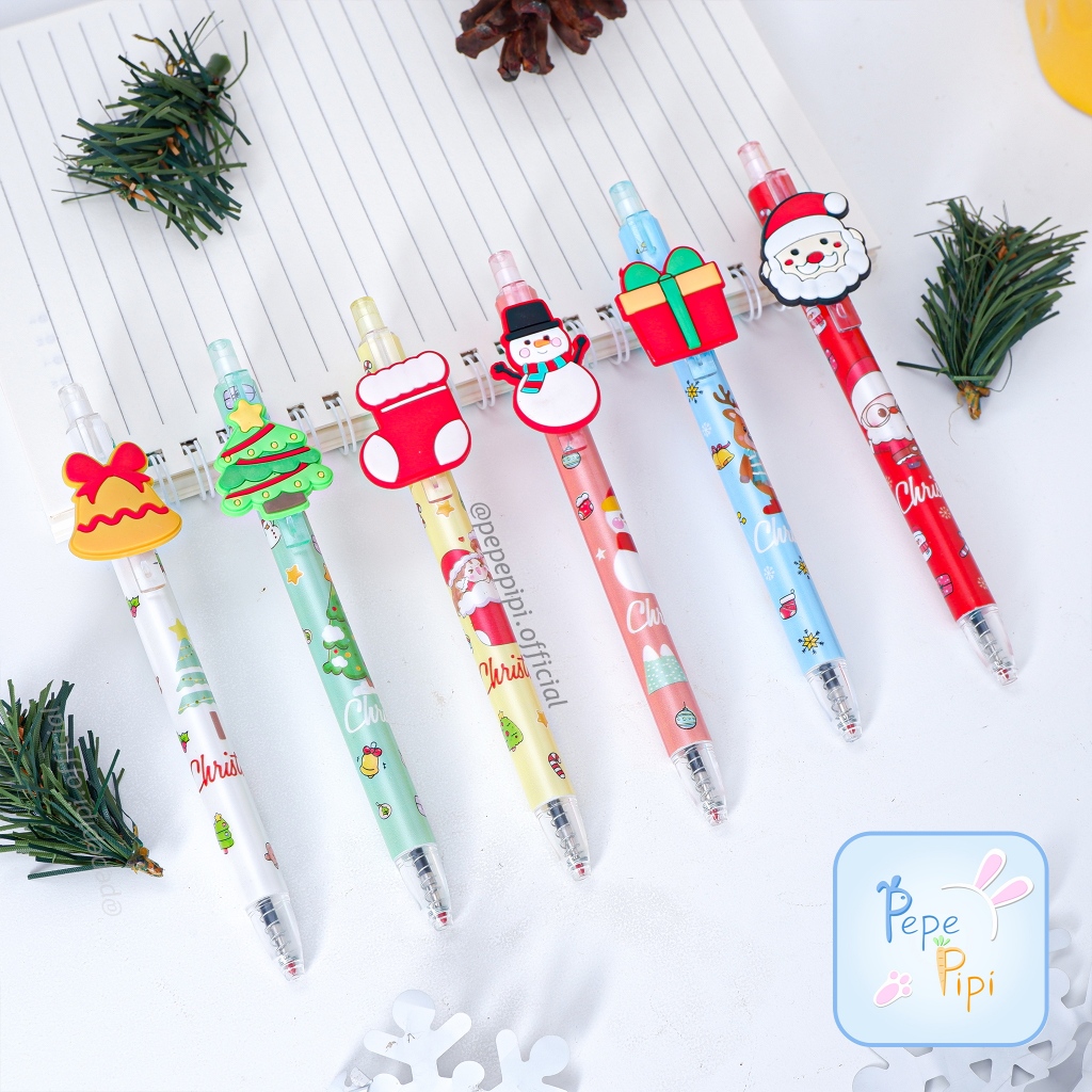 

Pena Mekanik No.6409 Natal Karakter Christmas Pulpen Cetek Tinta Hitam Pen Bolpen Bolpoint Lucu