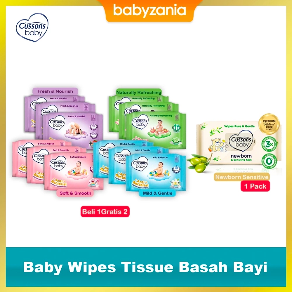 Cussons Baby Wipes Tissue Tisu Basah Bayi Beli 1 Gratis 2 / Newborn Sensitive Skin