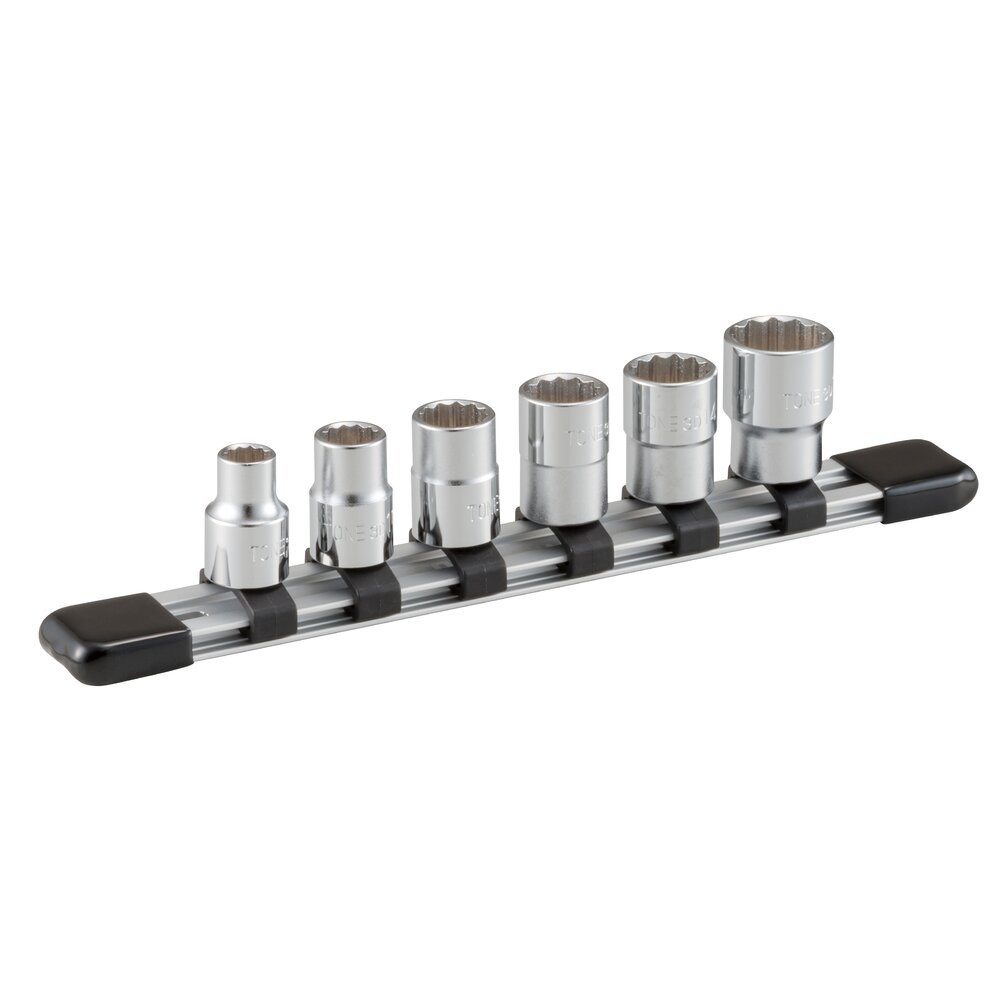 TONE Socket Set 12 PT with Holder 6 Pcs 8 - 17mm HD306