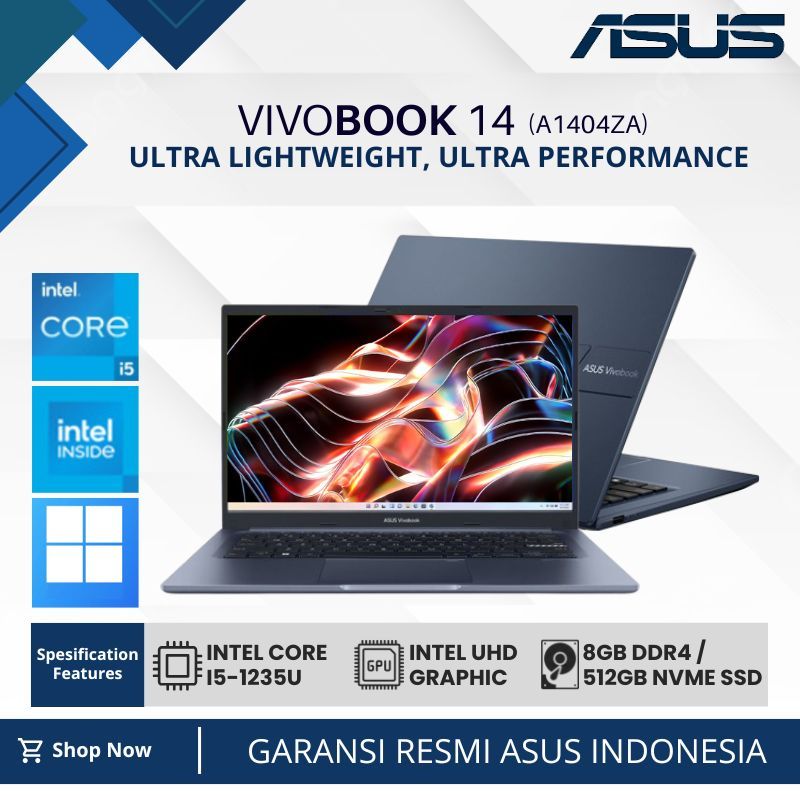 ASUS VIVOBOOK 14 A1404ZA i5 1235U RAM 8GB 512GB SSD WIN11 OHS 14" FHD IPS BACKLIT - VIPS551