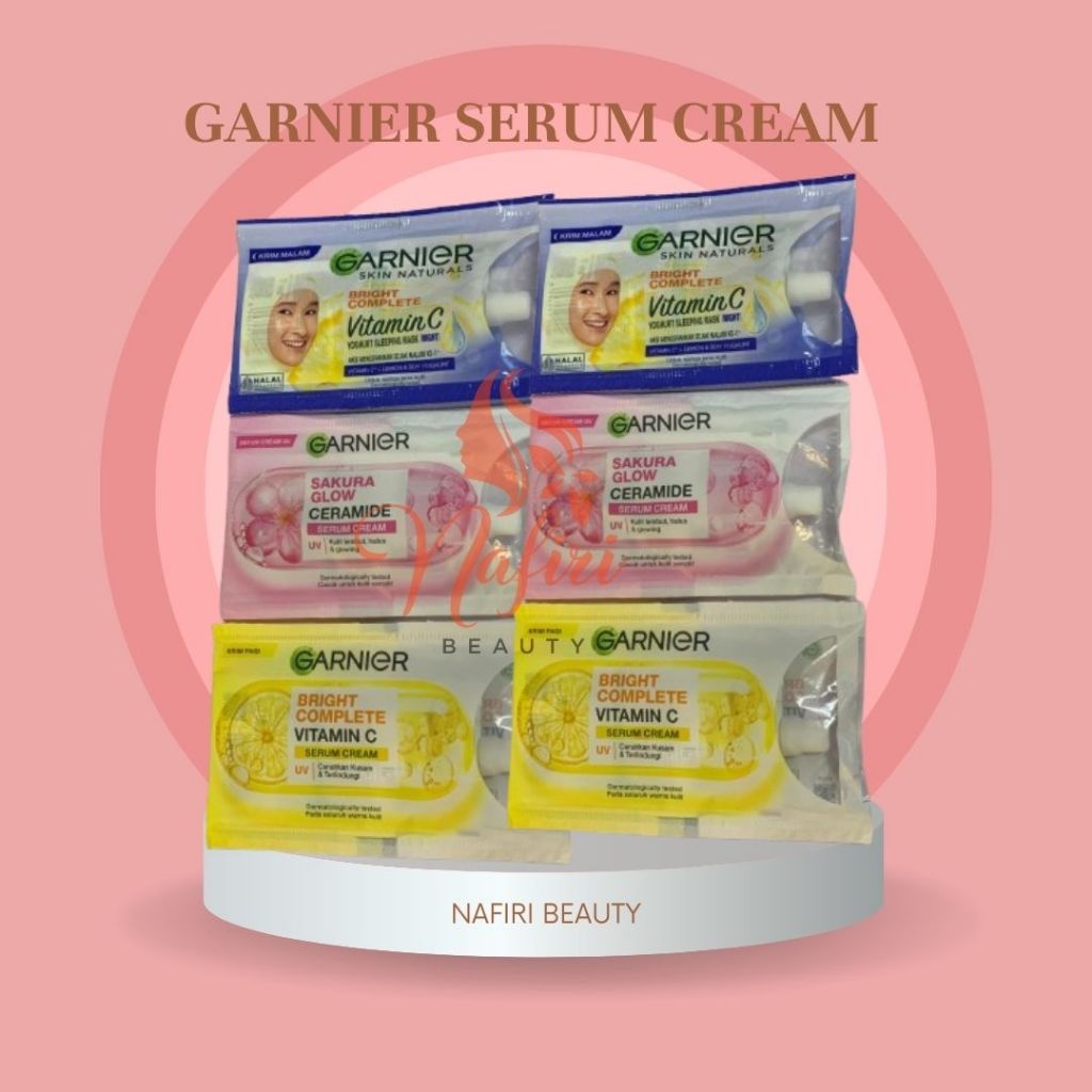 GARNIER SERUM CREAM SACHET 7ML SAKURA GLOW/VITAMIN C/NIGHT CREAM