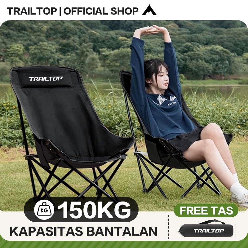 TrailTop Kursi Sandaran Kursi Lipat Outdoor Beban 150KG Kursi Santai Portable Kursi Camping