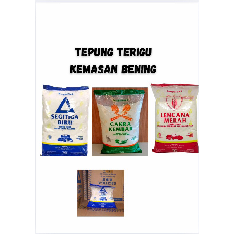 

Tepung Terigu Segitiga Biru | Cakra Kembar | Lencana Merah 1kg dan 500gr