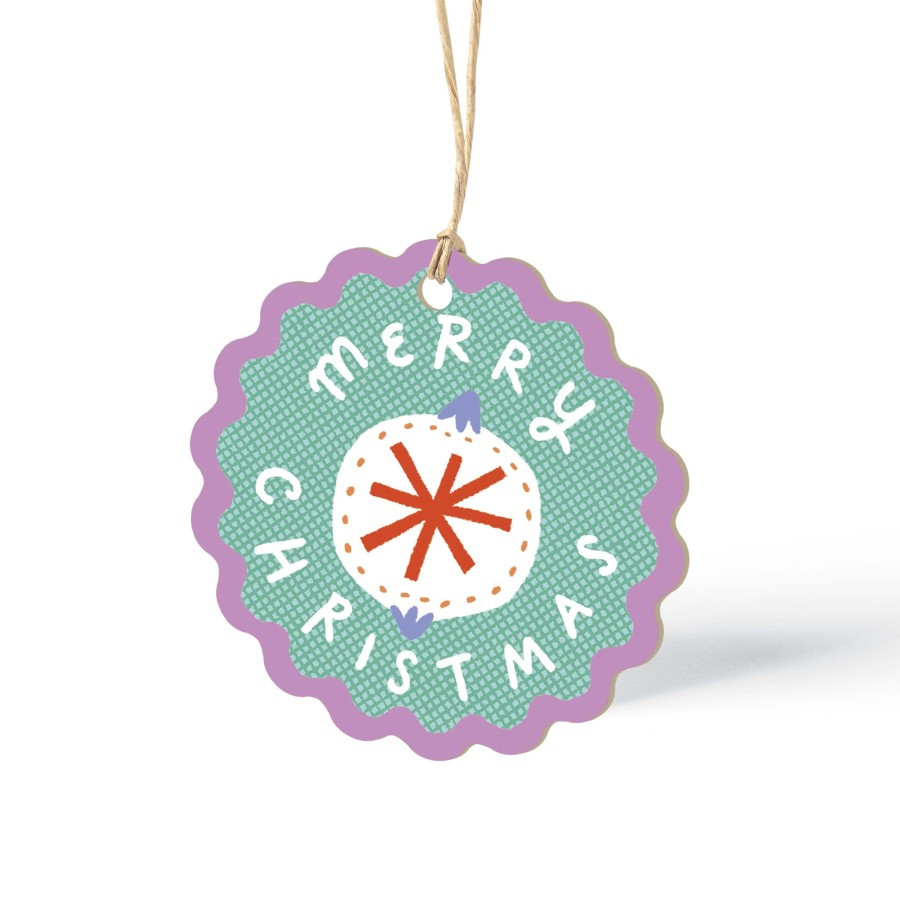 

20 Pcs Hang Tag Design Gift Tag Merry Christmas Bulat Ukuran 6 x 10 cm