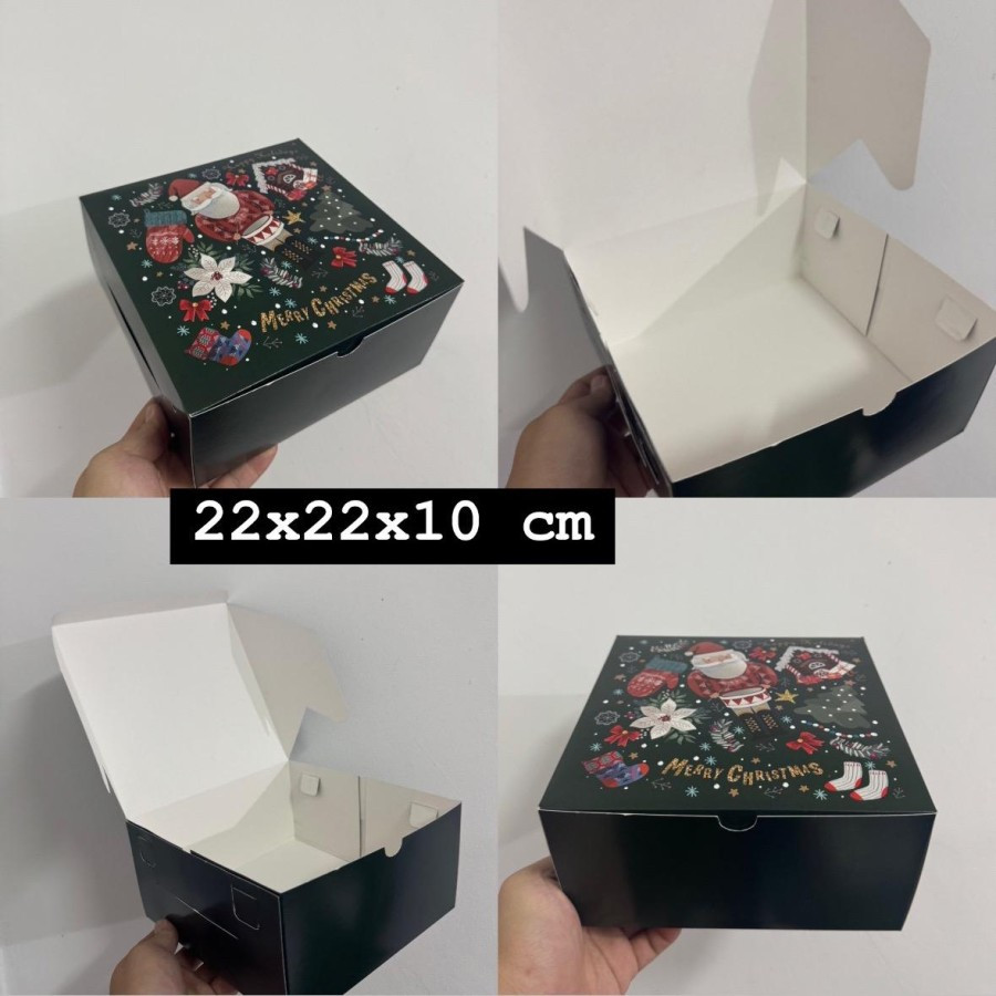 

(5pcs) kardus lapis legit kue bolu surabaya dus pudding natal box chiffon cake christmas xmas ukuran 22x22x10cm