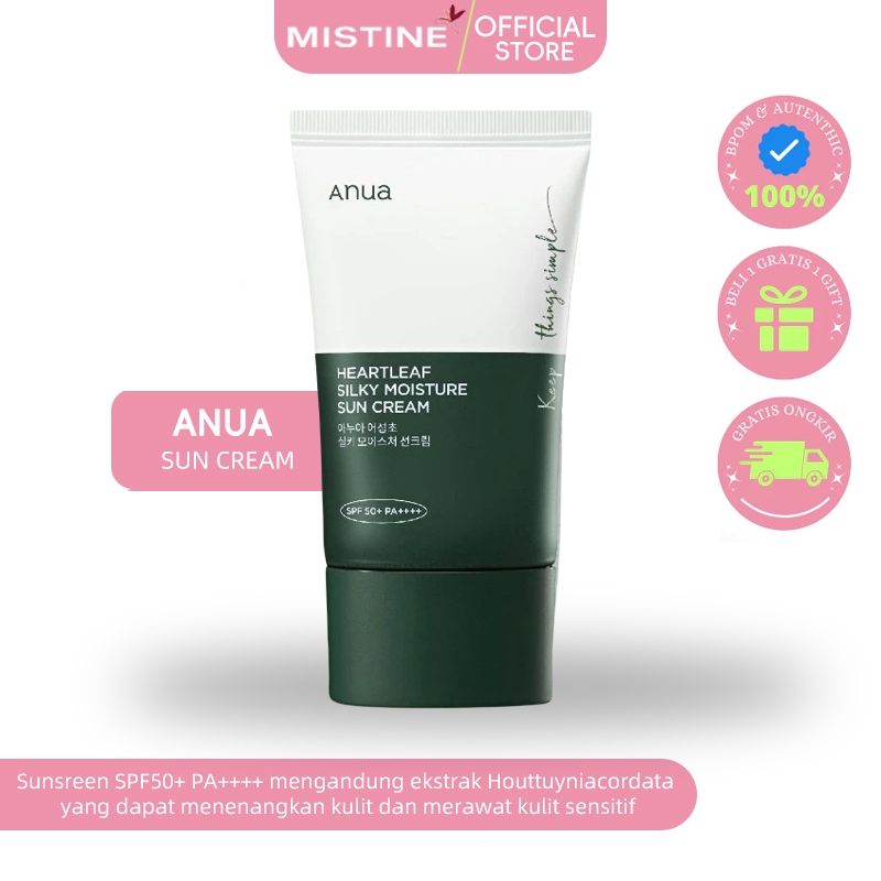 Mistine Official Store,Anua Heartleaf Silky Moisture Sun Cream 50ml,anua peach serum,anua niacinamid