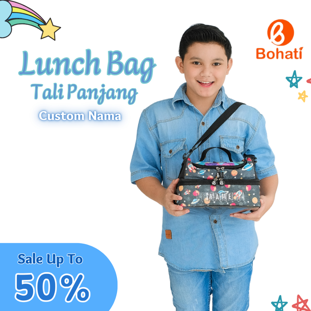 lunch bag custom nama bohati + tali slempang