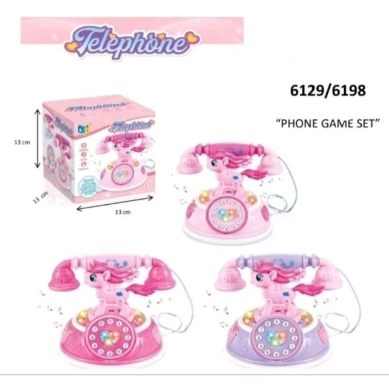 Mainan Anak Telephone Music Karakter Kuda pony 6129/6198 / Telpon Musik Unicorn