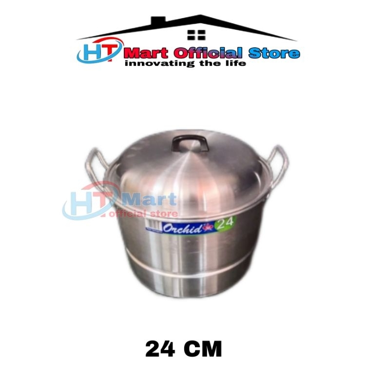 HT mart - Panci dandang Orchid Aluminium no 24 Panci langseng nasi serbaguna Panci kukusan 24 cm 1.5