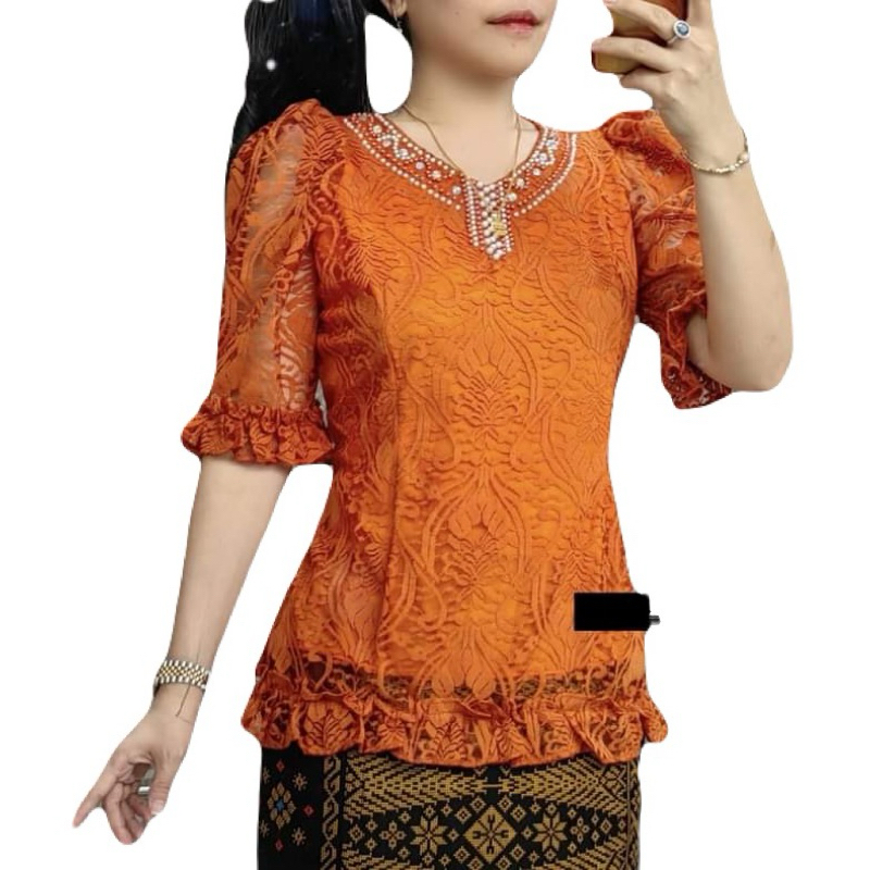 Blus Kebaya Modern / Atasan Brokat Premium / Atasan Wanita Renda Brukat By Miss Nauli
