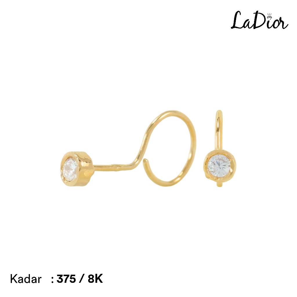LADIOR - Anting Bayi Emas Asli kadar 375 Model Loop Permata Simple - 072 - 8K - Yellow Gold
